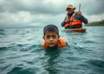 menino à deriva no mar do RJ