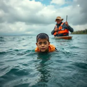 menino à deriva no mar do RJ