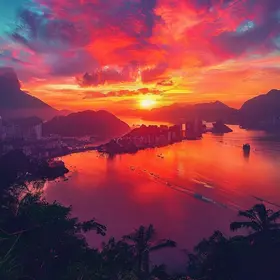 pôr do sol nos céus do RJ